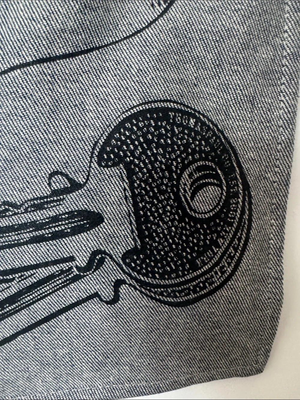 Gray Printed Canvas Tote Bag with Black Handles